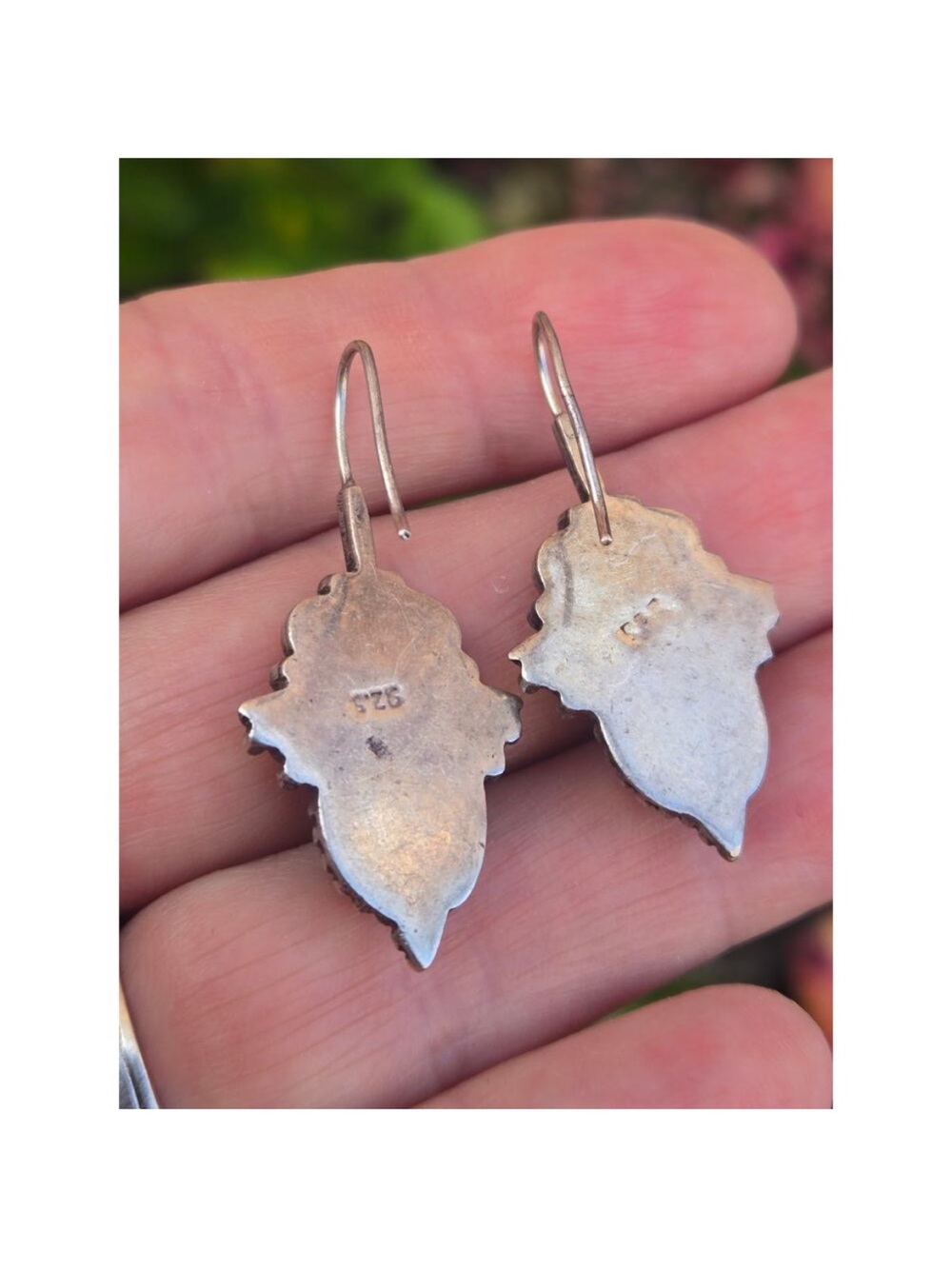 Vintage Sterling Silver Bohemian Bubble Bezel Set Amethyst Cabochon Earrings - Picture 5 of 6